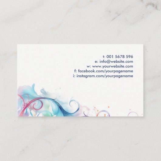 Farbenfrohe Abstrakte Wasserfarben Ristorante La L Visitenkarte (Rückseite)