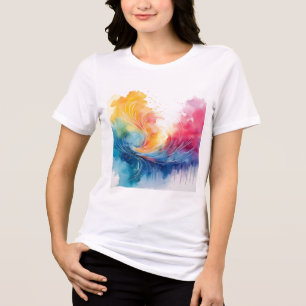Farbenfrohe Abstrakte Wasserkunst Tri-Blend Shirt