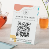 Farbenfrohe Abstrakte Wave QR Code Salon Services Sockelschild (In Situ)