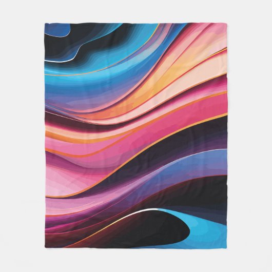 Farbenfrohe Abstrakte Waves Fleecedecke (Vorderseite)