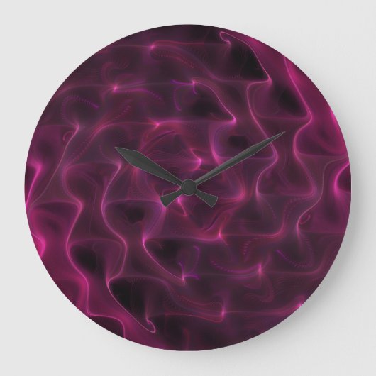 Farbenfrohe Abstrakte Waves Schwarzer Hintergrund Große Wanduhr (Vorderseite)