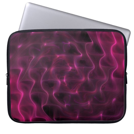 Farbenfrohe Abstrakte Waves Schwarzer Hintergrund Laptopschutzhülle (Vorderseite)