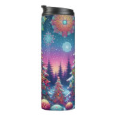 Farbenfrohe Abstrakte Weihnachtsbäume Thermosbecher (Nach rechts gedreht)