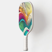 Farbenfrohe abstrakte Wellen und Berge Pickleball Schläger (Links)