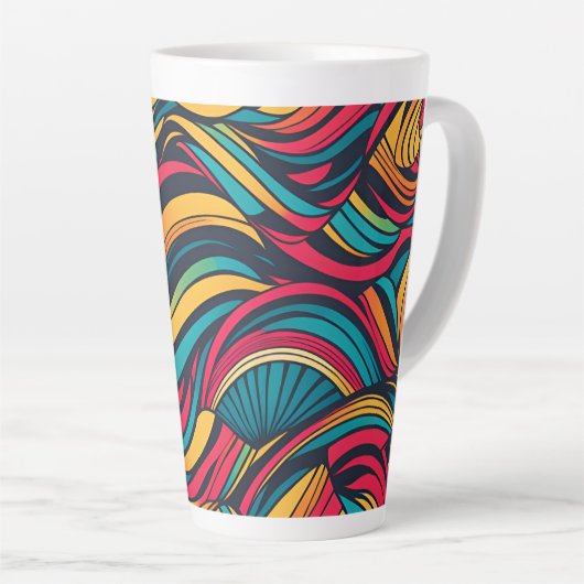 Farbenfrohe Abstrakte Wellenmuster Milchtasse (Rechte Ecke)