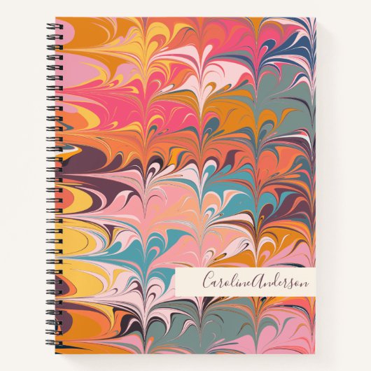 Farbenfrohe Abstrakte Wirbel aus Marmor Personalis Notizblock (Vorderseite)