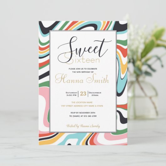 Farbenfrohe, Abstrakte, wirbelfarbige Retro-Muster (Stehend Vorderseite)