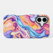 Farbenfrohe Abstrakte Wirbelschichtfeuchtigkeit iPhone 16 Hülle (Rückseite (Horizontal))