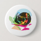 Farbenfrohe Abstrakte Yoga Pose Fitness und Wellne Button (Vorderseite)