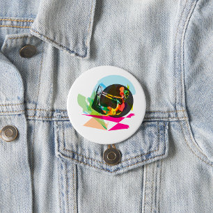 Farbenfrohe Abstrakte Yoga Pose Fitness und Wellne Button