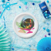 Farbenfrohe Abstrakte Yoga Pose Fitness und Wellne Pappteller (Party)