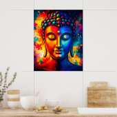Farbenfrohe Abstrakte zeitgenössische Buddha Kunst Poster (Küche)