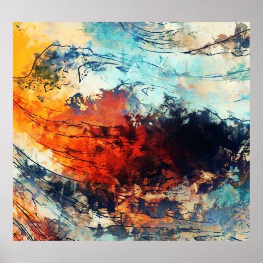 Farbenfrohe Abstrakte zeitgenössische Kunst Poster (Vorne)