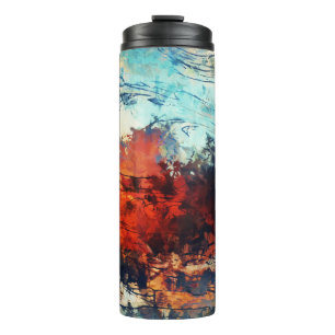 Farbenfrohe Abstrakte zeitgenössische Kunst Thermosbecher