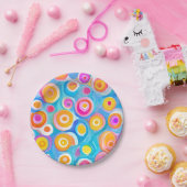 Farbenfrohe Abstrakte Zirkel Moderne Kunst Kunstsp Pappteller (Party)