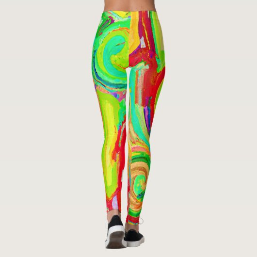 Farbenfrohe Abstraktionsmuster Leggings (Rückseite)