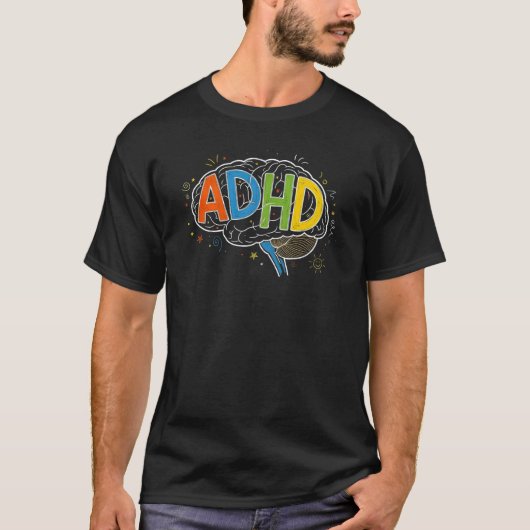 Farbenfrohe ADHD Brain Chalkboard Kunst Neurovielf T-Shirt (Vorderseite)