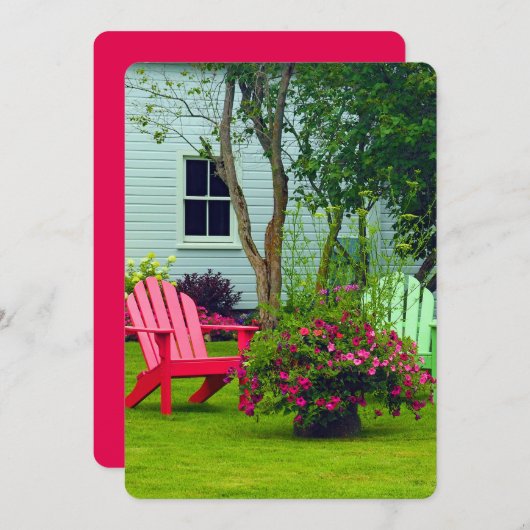 Farbenfrohe Adirondack Stuhl Foto Einladung (Vorne/Hinten)