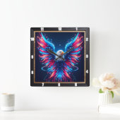 Farbenfrohe Adler Modern Quadratische Wanduhr (Zuhause)