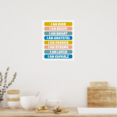 Farbenfrohe Affirmation für Kinder Kinderzimmer De Poster (Küche)