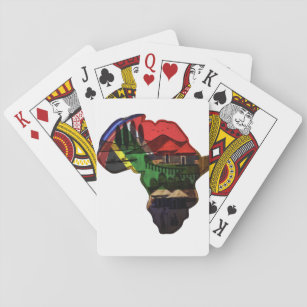 Farbenfrohe Afrika-Landkarte Spielkarten