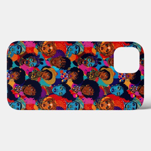 Farbenfrohe afrikanische Frauen auf blau Case-Mate iPhone Hülle (Rückseite (Horizontal))