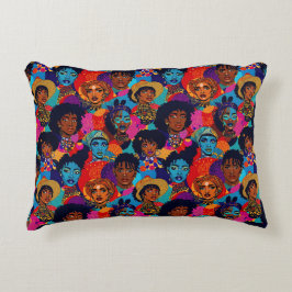 Farbenfrohe afrikanische Frauen auf blau Dekokissen