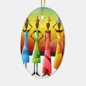 Farbenfrohe afrikanische Frauen mit Schiffen Keramikornament (Links)
