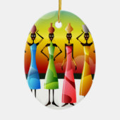 Farbenfrohe afrikanische Frauen mit Schiffen Keramikornament (Vorne)