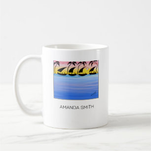 Farbenfrohe, afrikanische Kunst, Segelboote Sunset Kaffeetasse