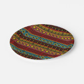 Farbenfrohe afrikanische Kunstmuster Vintages Desi Pappteller (Schrägansicht)