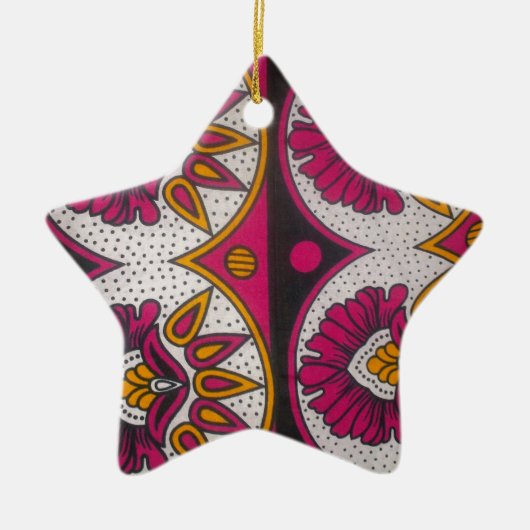 Farbenfrohe afrikanische Stoffe Motif Keramik Ornament (Vorne)