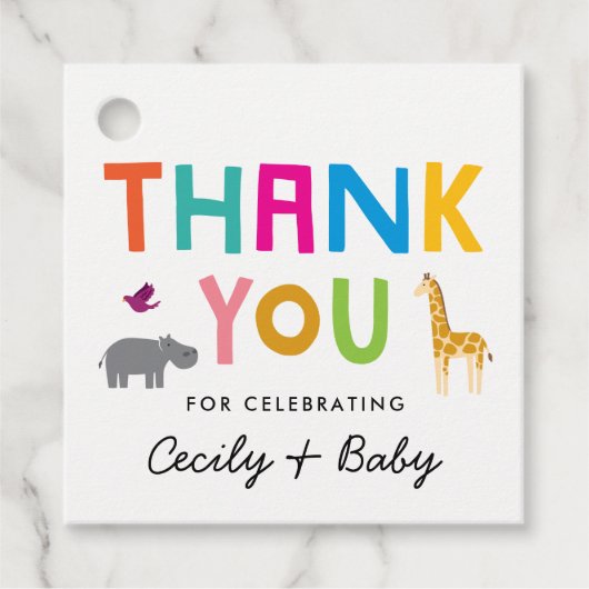 Farbenfrohe afrikanische Tiere Vielen Dank Geschenkanhänger (Vorderseite)