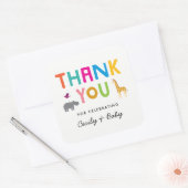 Farbenfrohe afrikanische Tiere Vielen Dank Quadratischer Aufkleber (Umschlag)