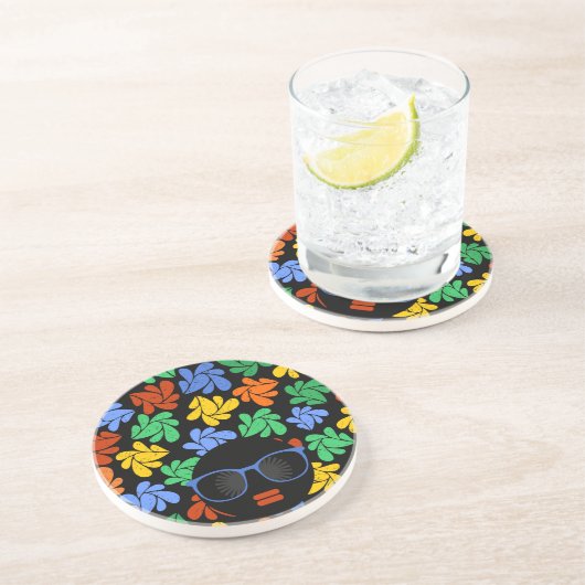 Farbenfrohe Afro-Liebe Getränkeuntersetzer (Seite)