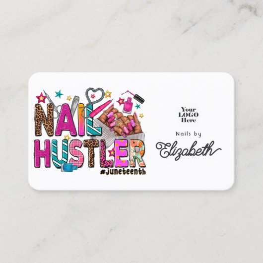 Farbenfrohe afroamerikanische Juneteentina Nail Hu Visitenkarte (Vorderseite)