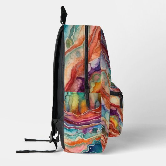 Farbenfrohe Agate Geode Gemstone (3) Bedruckter Rucksack (Links)