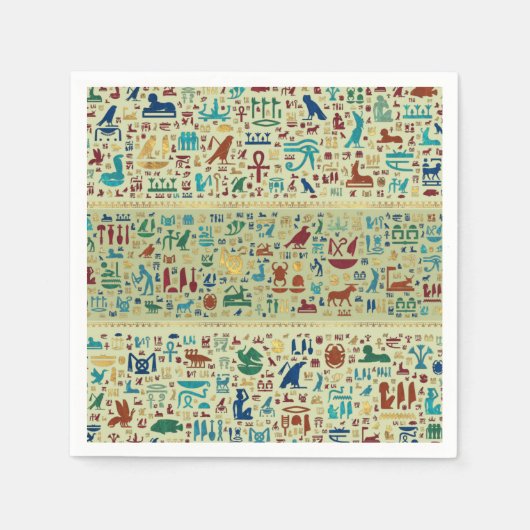 Farbenfrohe ägyptische Schriftzeichen Serviette (Vorderseite)