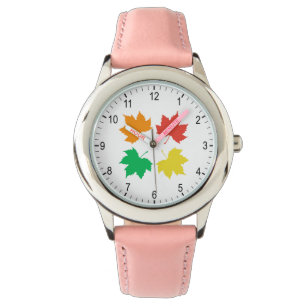 Farbenfrohe Ahorn-Blätter Armbanduhr