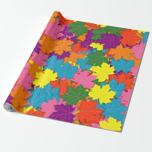 Farbenfrohe Ahorn-Blätter Geschenkpapier (Ungerollt)