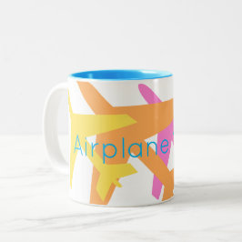 Farbenfrohe AIRPLANE MODE Pilot Flying Travel Fun Zweifarbige Tasse