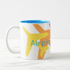 Farbenfrohe AIRPLANE MODE Pilot Flying Travel Fun Zweifarbige Tasse