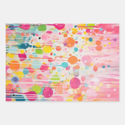 Farbenfrohe Akrylmalerei Geschenkpapier Set (Vorderseite)