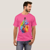 Farbenfrohe Akustik Gitarrist Splash A T-Shirt (Vorne ganz)