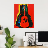 Farbenfrohe akustische Gitarre und Case Poster Art (Heimbüro)