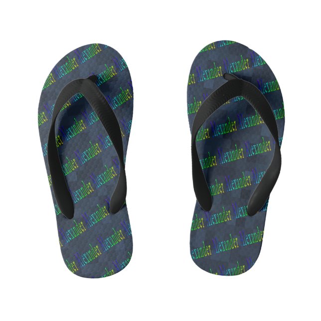 farbenfrohe Alexander Name-Logo Kinderbadesandalen (Fußbett)