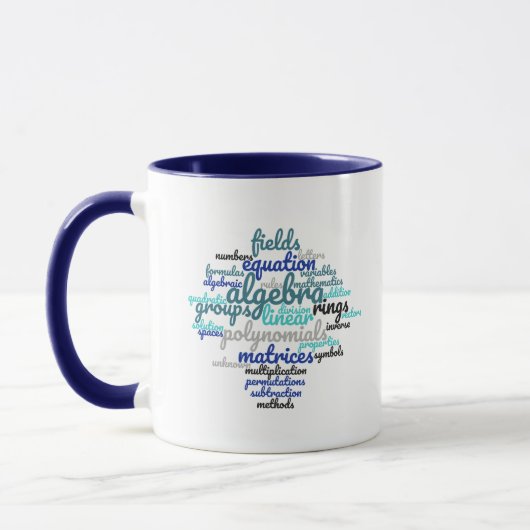 Farbenfrohe Algebra Word Cloud Tasse (Links)