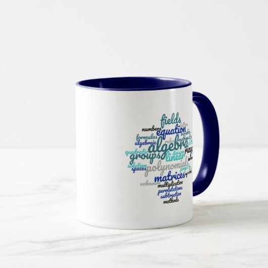 Farbenfrohe Algebra Word Cloud Tasse (VorderseiteRechts)