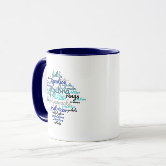Farbenfrohe Algebra Word Cloud Tasse (Vorderseite Links)