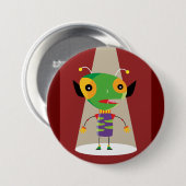 Farbenfrohe Alien Ant in Spotlight Quirky Button (Vorne & Hinten)